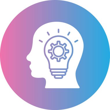 İnsan kafası ve ampul simgesinin vektör çizimi