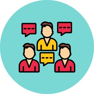 Konuşma baloncuğu olan bir grup insan