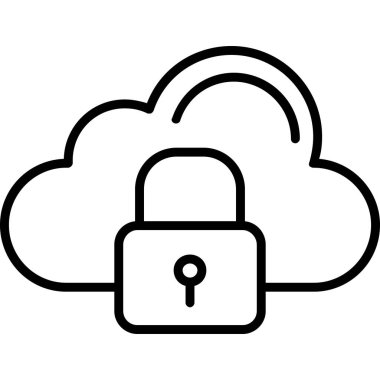 Bulut kilidi simgesi, vektör illüstrasyonu