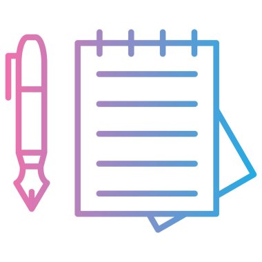 kalem ve kağıt simgesi, vektör çizim