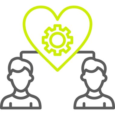 kalp ve dişli vektör simgesi, basit tasarım