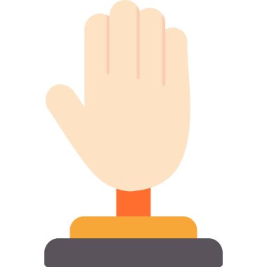 Eller yukarı işareti ile.