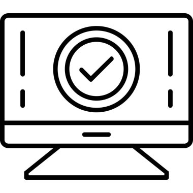 dizüstü bilgisayarlı bilgisayar ekranı ve mark vektör illüstrasyon tasarımını kontrol et