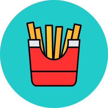 patates kızartması simge vektör çizim