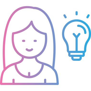 Ampul simgesi olan kız avatarı, çizgi tasarımı