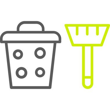 Kova ve kürek ikonu. vektör illüstrasyonu