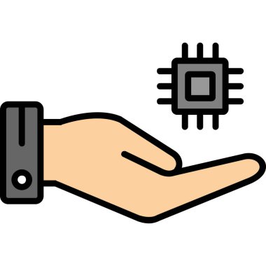 Devre simgesi ile el. vektör illüstrasyonu