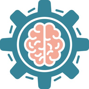 Beyin ve dişli simgesinin vektör illüstrasyonu