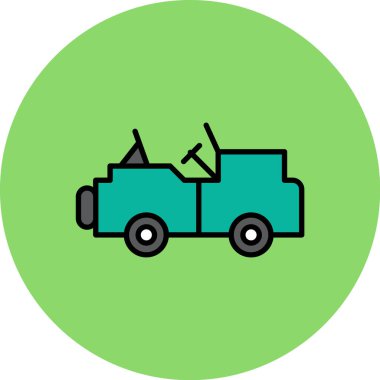 yeşil araba daire içinde, vektör illüstrasyonu