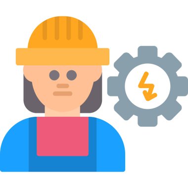 İnşa eden adam düz simgesi, vektör, illüstrasyon