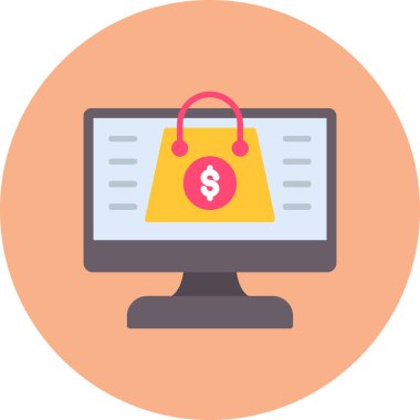 çevrimiçi alışveriş düz tasarım simgesi