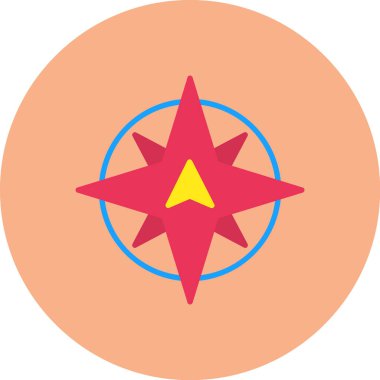 Pusula düz simgesi, vektör, illüstrasyon