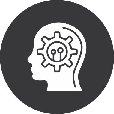 Beyin ikonu vektör illüstrasyonlu baş