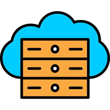 Bulut sunucusu simgesi. özet depolama bulutu vektör rengi düz izole