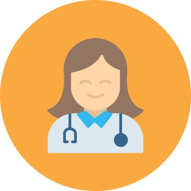avatar doktor kadın simgesi düz stil
