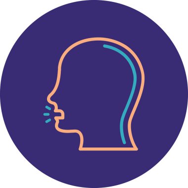 Beyin ikonu olan bir adam. İnsan kafası kafasıyla daire çiziyor. Düz stil. vektör