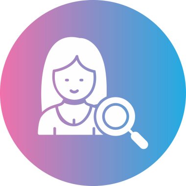 Büyüteç cam vektör illüstrasyon tasarımlı dişi avatar