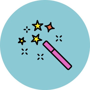 Sihirli değnek ikonu. Web için sihirli vektör simgelerinin basit çizimi