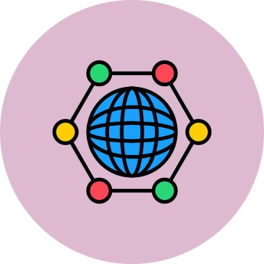 Genel ağ simgesi. Beyaz arkaplanda izole edilmiş web tasarımı için Global ağ vektör simgesi taslağı