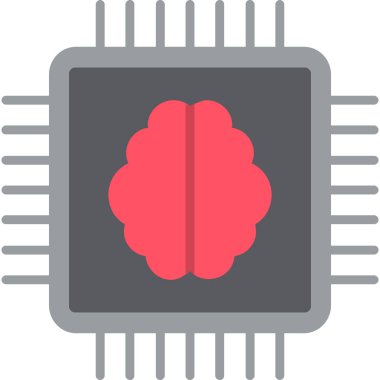Cpu düz simgesi, vektör, illüstrasyon