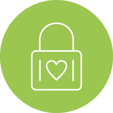 Kalp Kilidinin Vektör İllüstrasyonu, Basit Simge