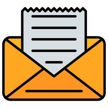 Posta zarfı simgesi renk ana hatları vektörü