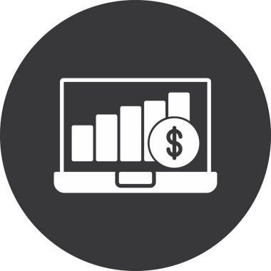 Dizüstü bilgisayar simgesiyle dolar işareti, basit vektör illüstrasyonu