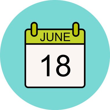 8 Haziran tarih simgesi, tek takvim simgesi, tarih, vektör illüstrasyonu