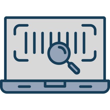 Büyüteç simgesi, vektör illüstrasyon tasarımı olan bilgisayar monitörü