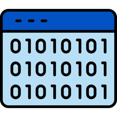 İkili Kod simgesi, vektör illüstrasyonu
