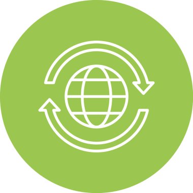 küresel ağ dairesel simgesi, sembol, iletişim, bağlantı, teknoloji, internet, ağ vektör çizimi.