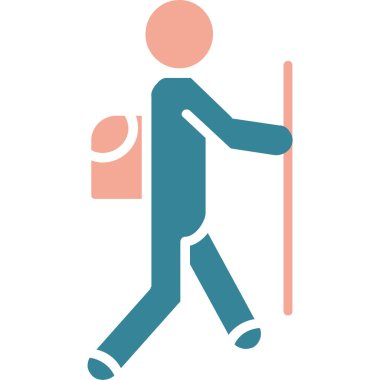 Beyaz arka planda şemsiyeli, resimli yürüyen adam, vektör