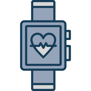 akıllı twatch kalp atışı simgesi, vektör illüstrasyonu
