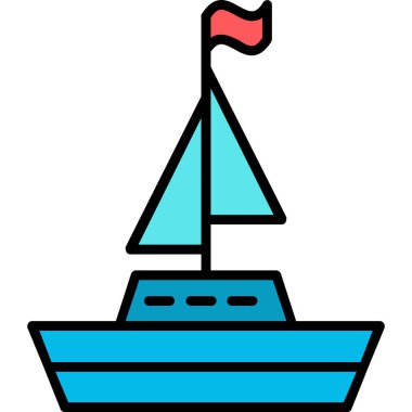 Yelkenli ikonu. Web için tekne vektör simgelerinin basit çizimi