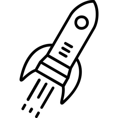 Roket ikonu. Beyaz arkaplanda izole edilmiş web tasarımı için özet roket vektörü simgesi