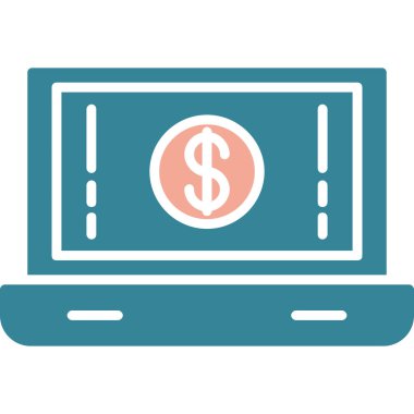 Dolar sembollü dizüstü bilgisayar, vektör illüstrasyonuName