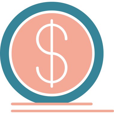 Dolar Sikkesi Vektör İllüstrasyonu, Basit Simge