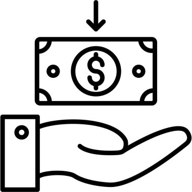 Dolar simgesi ile el, vektör illüstrasyon tasarımı