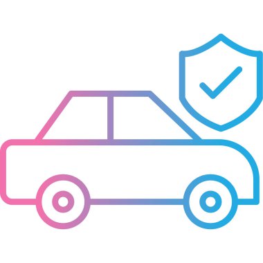 Araba sigortası ikonu vektörü. İnce çizgi işareti. izole edilmiş sınır sembolü çizimi