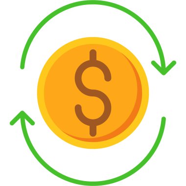 Bozuk para dolar ikonu vektör illüstrasyonu