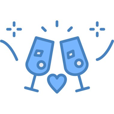 Şampanya ikonu, vektör illüstrasyonu