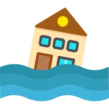 Çatısı ve mavi gökyüzü olan bir ev. vektör illüstrasyonu.