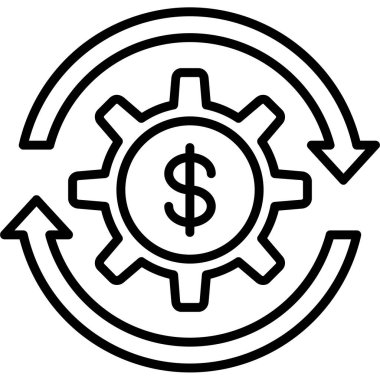 Dolar dişli tekerlek simgesi ana hat biçiminde