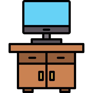 ofis masa simgesi vektör illüstrasyonu