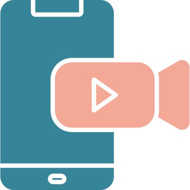 Bir video oynatıcı simgesinin vektör illüstrasyonu