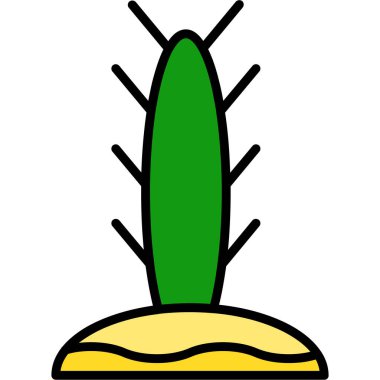 Meksika yemek kaktüsü ikonu ile doldurulmuş - taslak tarzı