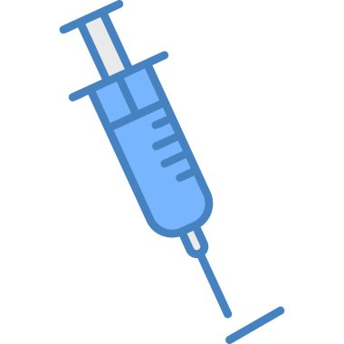 Beyaz zemin üzerinde tıbbi bir şırınga simgesinin vektör çizimi