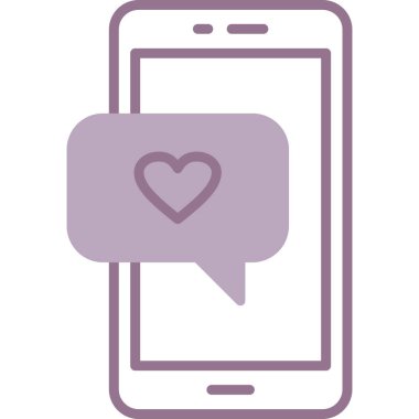 Aşk kalp ikonu, vektör illüstrasyonlu akıllı telefon