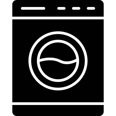 Çamaşır makinesi simgesi, vektör illüstrasyonu