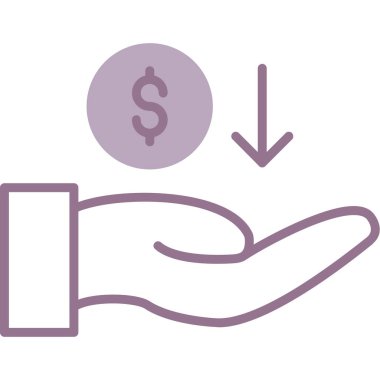 Dolar simgesi, dolar simgesi, vektör, illüstrasyon içeren bir dolar sembolünü tutan el.